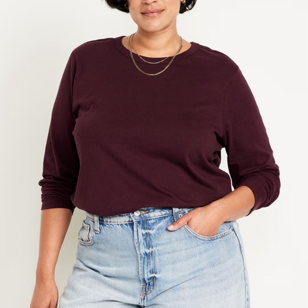 Old Navy 100% Cotton Crew Neck Long Sleeve T-Shirt Women’s Sz XL